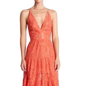COPY - Dress the Population- Coral Lace Maxi Dress
